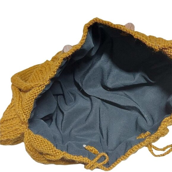 𝅺HANDMADE Vintage Earthy Mustard Knit Handbag - Picture 5 of 9